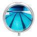 Round Pill Box Blue Swimming Pool Print 3 Compartment Medicine Pill Case Print Pill Organizer Decorative Metal Portable Pill Box Pocket Pill Box