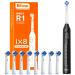 Electric toothbrush for adults and children rotating toothbrush with 8 brush heads 60 days of battery life 5 modes black daliy toothbrush