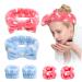 Yoseng Upgrade Your Skincare Routine Spa Headband and Wrist Towels Set - Soft  Versatile  and Adorable(Set of 6) Pink white Blue White