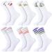 Utensilsto 6 Pairs Retro Sports Socks Women Women Tennis Socks Long White Socks Stripe Sports Socks for Men Women