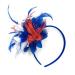 Caprilite Union Jack Royal Blue White and Red Flower Feather Hair Fascinator on Headband Alice Band Royal Wedding Party Ascot Races