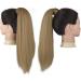FESHFEN Blonde Straight Ponytail Extension 16 inch - Synthetic Hair Wrap Around Clip in Ponytail Hairpiece for Women and Girls - Buy Online on GoSupps.com