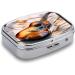 Watercolor Acoustic Guitar Pill Box | 2 Compartment Portable Medicine Organizer | Decorative Metal Case for Pocket & Purse - Buy Online on GoSupps.com