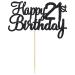 Happy 21st Birthday Cake Topper - Black Glitter 21 Cake Decoration for Party Supplies - Buy Online on GoSupps.com