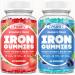 2 Pack Iron Gummies for Adults & Kids Iron Supplement Strawberry Blueberry Flavor