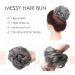 Dark Grey Messy Hair Bun Scrunchie Extension for Women - Curly Wavy Thick Chignon Updo Ponytail Hairpiece - Buy Online on GoSupps.com