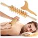 2PC Lymphatic Drainage Tool Set - Natural Wood Therapy Massage Tools & 9-Wheel Wooden Roller for Body Relief - Buy Online on GoSupps.com