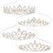 4pcs Princess Crowns Set  AB Rhinestone Silver Crown for Girls Small Crown for Little Girls  Princess Tiara Small Tiara for Baby Birthday Crown Halloween Hair Accessories Party Decorations Christmas Crown Silver AB