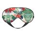Vegetation Leaves with Hibiscus Flowers Print Soft Adjustable Sleep Eye Mask Blackout Silk Light Pressure Blindfold for Men Women