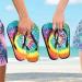XXL Mnsruu Batik Flip Flops - Multicolored Rainbow Water-Color Design for Home Hotel Spa & Travel - Buy Online on GoSupps.com