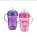 Nuby 2 Pack 360 2 Handle Cup 9oz BPA Free Pink Flower and Purple Owl