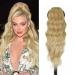 Aikaa curls cord strain pore hair hair extension wavy curly ponytail extension synthetic hair part ponytail extension for women (60cm 27/613#) 60cm 27/613#