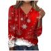Christmas Shirt for Women Long Sleeve Fashion V-Neck Shirts Pullover Casual 2023 Tops Dressy Shirts XX-Large 3-red