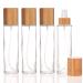 COSIDEA 4 pcs Empty 4oz /120ml bamboo lid clear glass spray bottle with fine mist despenser head for liquid perfume toiletries containers toner bottles 120ml Clear