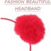 minkissy Plush Ball Headband Fluffy Pom Pom Headband Cat Ear Headpieces Christmas Party Hair Accessory for Women Kids Red - Buy Online on GoSupps.com