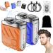 Beard Shaver Traveler Mini and Portable Suitcase Design Double-Ring Magnetic Cutter Men's Favorite Portable Mini Electrict Shaver PX7 Waterproof Razor Pocket Size USB Rechargeable (2PCS-D)