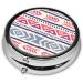 Plain Geometric Floral Pattern Round Pill Box | 3 Compartment Organizer | Portable Travel Pill Box for International Shipping - Buy Online on GoSupps.com