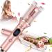 Automatic Curling Iron Auto Curling Wand with 1 inch Large Ceramic Barrel Lasting Styling | Auto Shut Off Dual Voltage Hair Curler w/ 4 Temps & Timer Auto Rotating Wave Curling Iron Hot Tools Pink