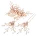 Didiseaon 1 Set Leaf Pearl Hairpin Side Hair Comb Hair Fork Clip Rhinestones Hair Comb Accessories Barrette Hair Side Comb Peinetas Para De Mujer Prom Hair Jewelry Hair Forks for Buns Metal