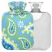 Naanle blue paisley flowers heat bottle with reference heat and cold therapy Transparent hot water bottle 2l large hot hot water bottle for bed hand feet heat pain relief