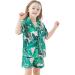 SWOMOG Kids Silk Pyjamas Set - Short Sleeve Satin PJs for Girls Boys, Button-Down Nightwear, Teens Sleepwear, Ages 4-16 - Pink Leaves - Buy Online on GoSupps.com