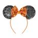 A Miaow Black Mouse Ears Headband MM Glitter Hair Hoop Women Adults Butterfly Sequin Costum Hair Clasp Halloween Party Holiday Park Accessory (Net Black and Orange)
