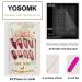 Burgundy French Tip Long Press On Nails with 3D Rhinestones - Red False Fake Acrylic Coffin Nails for Women - Buy Online on GoSupps.com