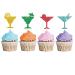 Cocktail Glass Cupcake Toppers Summer Baby Shower Party Decor for Boys Lemonade Sign Dessert Picks Pub Night Themed Party Decoration - Orange & Red Glitter