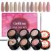 Solid Cream Gel Nail Polish Kit with Nail Brush, 6 Colors Pudding Gel Nude Polish Pots Set LED UV Soak Off Glue Painted Nail Art Design DIY Manicure at Home Salon for Women Nude Color