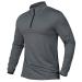 Carwornic men's long -sleeved shirt Half Zip Sportshirt running shirt 1/4 zip pullover slightly breathable gym jogging training shirt with stand -up collar l dark gray