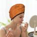 Orange Glitter Hair Towel Wrap - Quick Drying Turban with Button | Soft & Absorbent Hair Drying Towel for All Hair Types - Buy Online on GoSupps.com