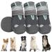 Slowton dog shoes Paw protection 4 pieces of waterproof dog shoes outdoor with non-slip sole reflective Velcro fastener dog boots for small medium-sized dogs winter (gray size 4) size 4: width 5.5 cm g.
