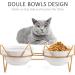 Trosetry Cat Bowls - Double Ceramic Pet Bowls with Raised Tilted Stand for Food and Water - Anti Vomiting Cat Feeder - Ideal for Puppy Cats and Small Dogs - Buy Online on GoSupps.com