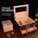CIGARLOONG Cigar Humidor 35-50 Count Glass Top Large Capacity Cigar Box with Front Hygrometer Humidifier and Accessory Drawer(Brown) - Buy Online on GoSupps.com