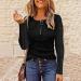Women's Fitted Long Sleeve Henley Shirt | Slim Fit Ribbed Knit Top - X-Large Black - Buy Online on GoSupps.com