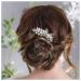 Dervivea Wedding Bridal Hair Comb Rhinestone Leaf Hair Combs Gold Pearl Side Comb Headpiece Bridesmaids Leaf Hair Comb Decorative Hair Accessories for Women and Girls Headdress