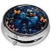 Blue Bow Portable Metal Pill Box - Round Mini 3-Compartment Design for Small Pills - Perfect for Travel - Black - Buy Online on GoSupps.com