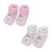 Royal Icon 2 x Pairs Baby Booties 0-3 Months - Adorable Warm and Safe Baby Slippers-Baby Boots Soft Stylish-Newborn Baby Boys Girls Bootees - Ideal for Indoor and Outdoor Use Ri352 0 Months White Pink Teddy