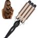 Electric Hair Waver Fast Heating 3 Barrel Curling Iron Wand Adjustable Hair Curler Waver Crimper Hair Styling Tool Hair Curling Wand (Gold 22mm) - Buy Online on GoSupps.com