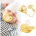 Hyuduo Golden Baby Pacifier - Personalized Curved Design Safe Materials Healthy Bling - Newborn Essentials with Clips for 6-18 Months - Buy Online on GoSupps.com