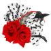 FRCOLOR banquet earphone dress hairpin hair accessories scarf bride baffle hat Korean version fascinator tea party headpiece rose hair clip day of the dead hairaccessories