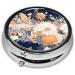 White & Yellow Peonies Portable Metal Pill Box | Round Mini 3-Compartment | Travel Essentials | Hinged Design for Small Pills - Buy Online on GoSupps.com