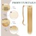 FESHFEN 28 Straight Synthetic Wrap Around Ponytail Extension in 27H613 Strawberry Blonde & Bleach Blonde - Clip in Hairpiece for Women - Buy Online on GoSupps.com