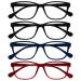 The reading glasses are underway black marine blau red light reader value 4-pack men ladies women's spring hinges rrrr27-113z +2.00 +2.00 diopters black / black / navy blau / red