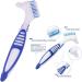 XLKJ 3-Piece Prosthesis Brush Set - Ergonomic Double-Bristled Toothbrush for Cleaning False Teeth - Buy Online on GoSupps.com