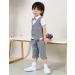 Mint Green Toddler Boys 2-Piece Gentleman Suit Set | Short Sleeve Top with Dark Grey Pants | Ages 0-5 - Buy Online on GoSupps.com
