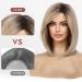 Haircube Short Bob Wig with Bangs - Heat-Resistant Synthetic Fiber Dark Root Ombre Ash Blonde - Perfect for Parties Cosplay & Daily Wear - Buy Online on GoSupps.com