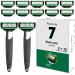 Ultimate Comfort Shaving Set for Men: 7 Blade Razors with Lubricating Strip Non-Slip Rubber Handle 12 Refills + 2 Handles Ergonomic Design Vitamin E & Aloe Vera Infused for Irritation Reduction