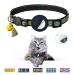 Airtag Cat Collar with Bell Adjustable Breakaway Kitten Collars:- Safety Buckle and Silicone Air Tag Holder Case Compatible with Apple Airtag Geometric Pattern Pet Collar green