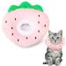 Adjustable cats collar comfortable neck rope cat soft protective collar cat wound healing protection cone anti bite safety protective collar for pets cats dogs puppies kitten strawberry